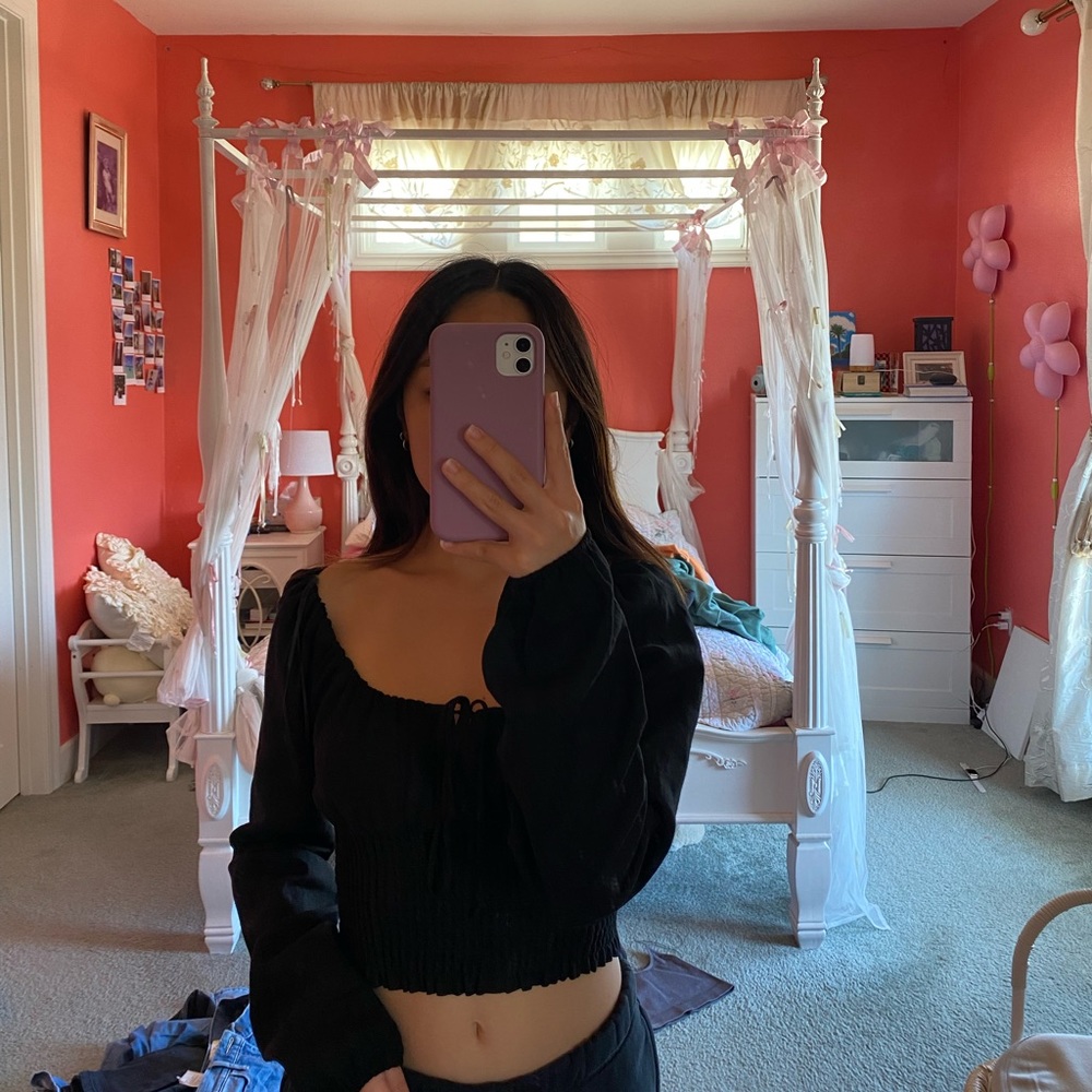 PacSun Black Cropped Blouse